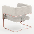 Poltrona Decorativa Scarlett D02 Base De Aço New Cobre Linho