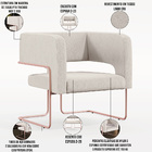 Poltrona Decorativa Scarlett D02 Base De Aço New Cobre Linho