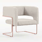 Poltrona Decorativa Scarlett D02 Base De Aço New Cobre Linho