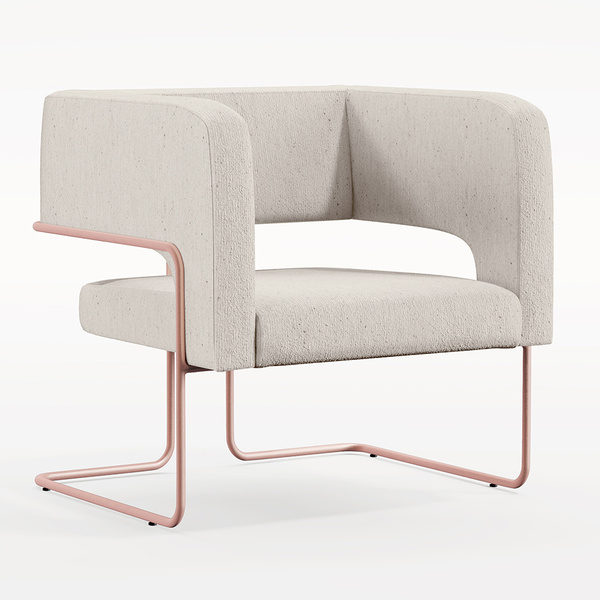 Poltrona Decorativa Scarlett D02 Base De Aço New Cobre Linho