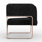 Poltrona Decorativa Scarlett D02 Base De Aço New Cobre Linho