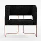 Poltrona Decorativa Scarlett D02 Base De Aço New Cobre Linho