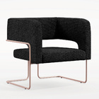 Poltrona Decorativa Scarlett D02 Base De Aço New Cobre Linho