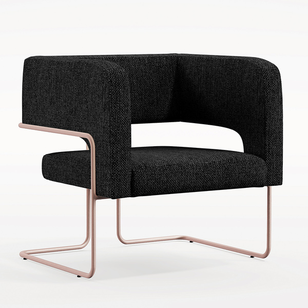 Poltrona Decorativa Scarlett D02 Base De Aço New Cobre Linho