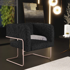 Poltrona Decorativa Scarlett D02 Base De Aço New Cobre Linho