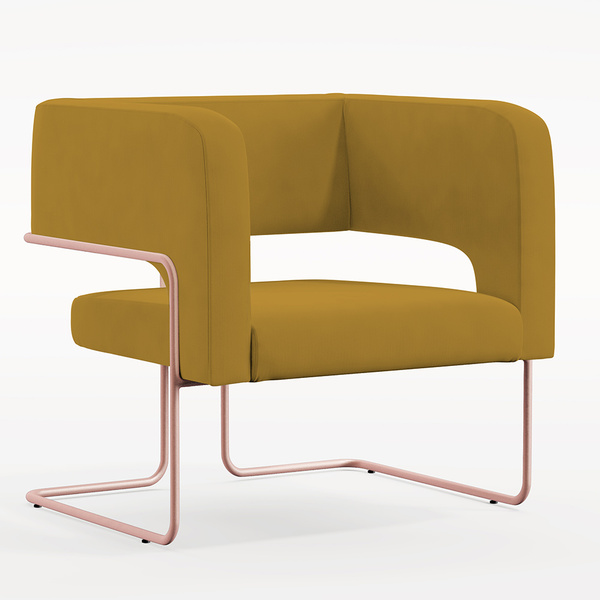 Poltrona Decorativa Scarlett D02 Base De Aço New Cobre Veludo