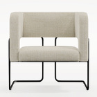 Poltrona Decorativa Scarlett D02 Base De Aço Preto Linho Cham