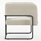 Poltrona Decorativa Scarlett D02 Base De Aço Preto Linho Cham