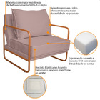 Poltrona Decorativa Sevilha Base De Ferro Bronze Linho - Amar