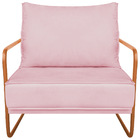 Poltrona Decorativa Sevilha Base De Ferro Bronze Suede - Amar