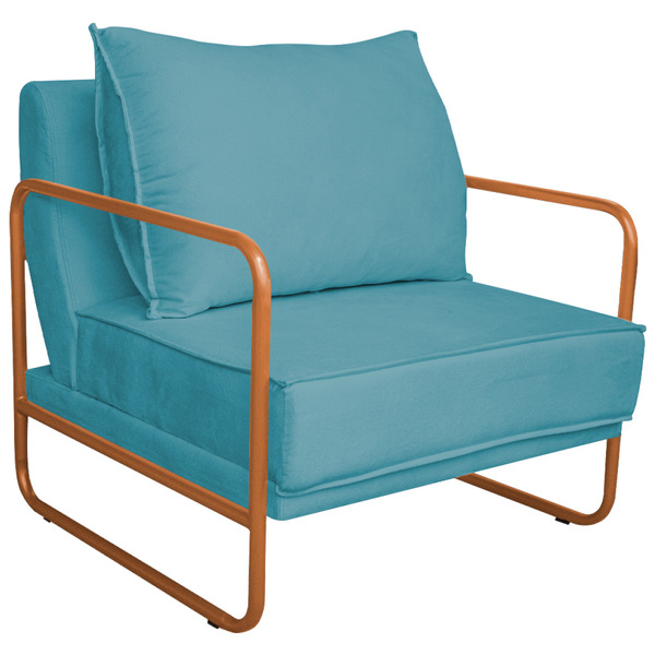 Poltrona Decorativa Sevilha Base De Ferro Bronze Suede - Amar