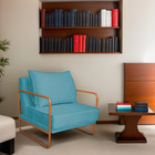 Poltrona Decorativa Sevilha Base De Ferro Bronze Suede - Amar