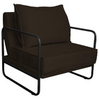 Poltrona Decorativa Sevilha Base De Ferro Preta Sintético - A