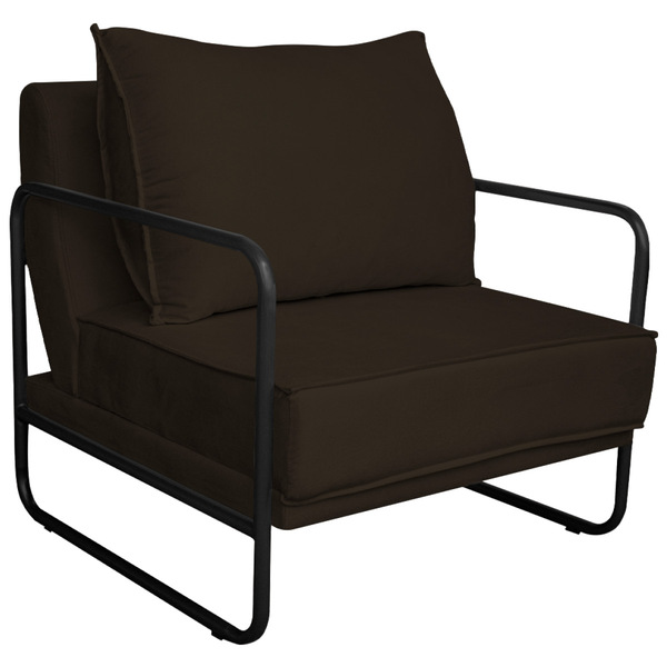 Poltrona Decorativa Sevilha Base De Ferro Preta Sintético - A