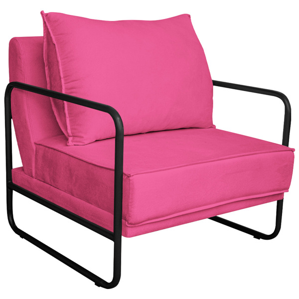 Poltrona Decorativa Sevilha Base De Ferro Preta Sintético - A