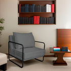 Poltrona Decorativa Sevilha Base De Ferro Preta Sintético - A