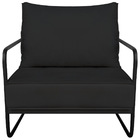 Poltrona Decorativa Sevilha Base De Ferro Preta Suede - Amare