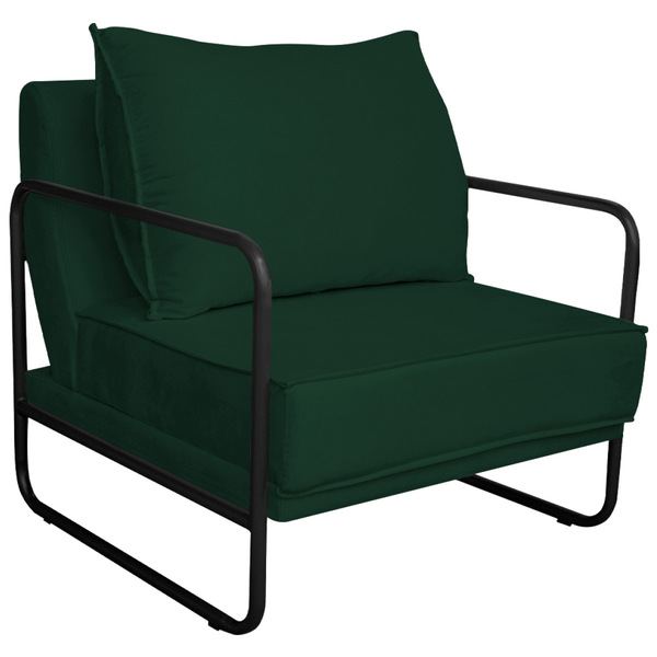 Poltrona Decorativa Sevilha Base De Ferro Preta Suede - Amare