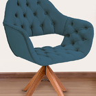 Poltrona Decorativa Sput Pé Giratório De Madeira Capitonê Azu