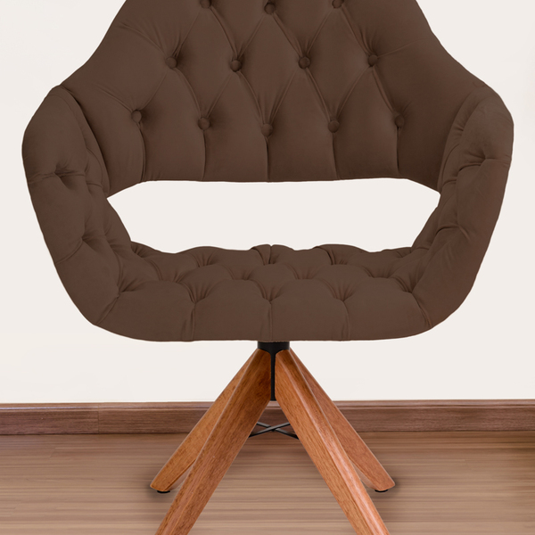 Poltrona Decorativa Sput Pé Giratório De Madeira Capitonê Mar