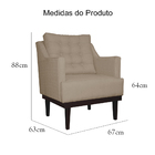 Poltrona Decorativa Stefanie Com Base Madeira Tabaco Suede Ca