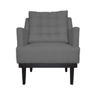 Poltrona Decorativa Stefanie Com Base Madeira Tabaco Suede Ci