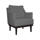 Poltrona Decorativa Stefanie Com Base Madeira Tabaco Suede Ci