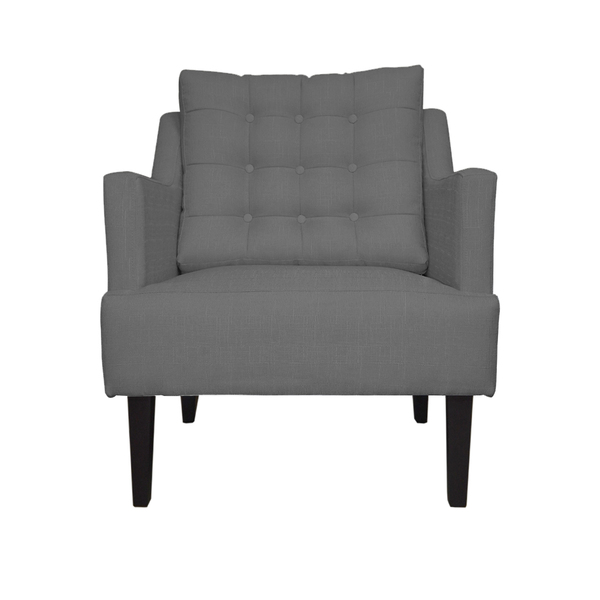 Poltrona Decorativa Stefanie Pés Trapézio Tabaco Suede Cinza