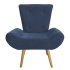 Poltrona Decorativa Stefany Pés Madeira Suede Azul Marinho