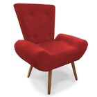 Poltrona Decorativa Stefany Pés Madeira Suede Vermelho