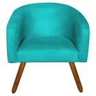 Poltrona Decorativa Stella Suede Azul Turquesa Pés Palito – D