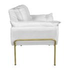 Poltrona Decorativa Suede Branco Base Dourada - Vallisa Decor