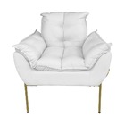 Poltrona Decorativa Suede Branco Base Dourada - Vallisa Decor