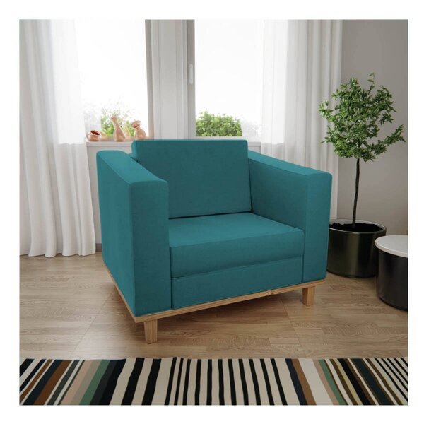 Poltrona Decorativa Suede Esper  Azul Turquesa