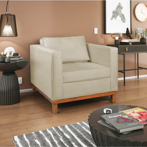 Poltrona Decorativa Suede Esper  Bege