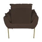 Poltrona Decorativa Suede Marrom Base Metálica Dourada - Vall