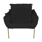 Poltrona Decorativa Suede Preto Base Dourada - Vallisa Decor