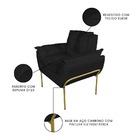 Poltrona Decorativa Suede Preto Base Dourada - Vallisa Decor