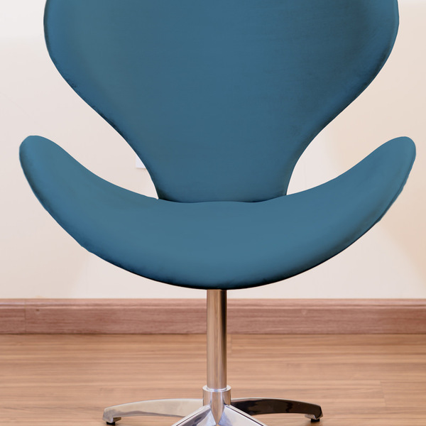 Poltrona Decorativa Swan Pé Giratório De Alumínio Azul Marinho