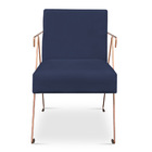 Poltrona Decorativa Taina Suede Base Metálica Industrial Cobr