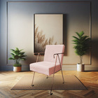 Poltrona Decorativa Taina Suede Base Metálica Industrial Cobr