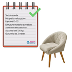 Poltrona Decorativa Tecido Bege Moderna Pés Madeira