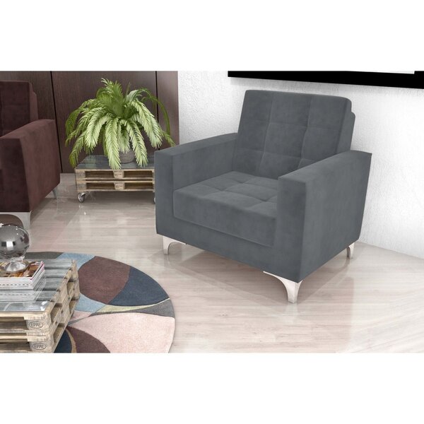 Poltrona Decorativa Thainá  Maserati Chumbo