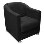 Poltrona Decorativa Tilla Para Sala E Escritório Suede Preto