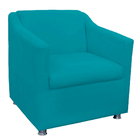 Poltrona Decorativa Tilla Pés Cromado Suede Azul Turquesa - D