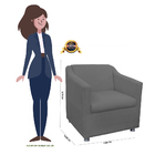 Poltrona Decorativa Tilla Pés Cromado Suede Cinza - Ds Estofa