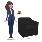 Poltrona Decorativa Tilla Pés Cromado Suede Preto - Ds Estofa