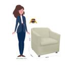 Poltrona Decorativa Tilla Suede Bege - Montanaris Decor