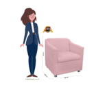 Poltrona Decorativa Tilla Suede Rosa - Montanaris Decor