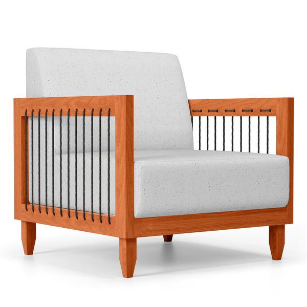 Poltrona Decorativa Varanda Samoa Madeira Maciça Com Cordas N